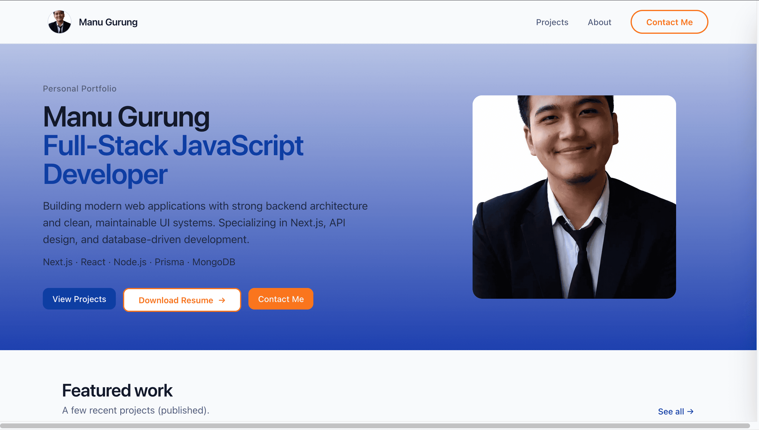 Custom Portfolio CMS Web Application